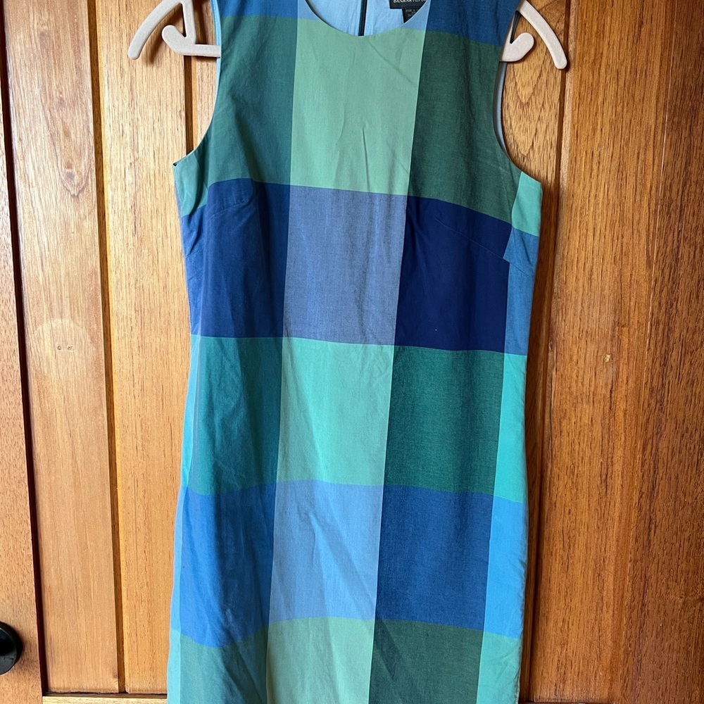 Banana Republic Blue and Green Plaid Midi Dress